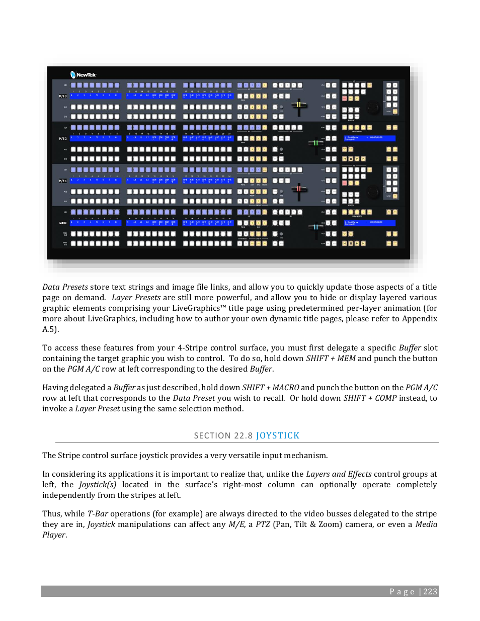 Section 22.8 joystick | NewTek TriCaster 2 Elite (3 RU) User Manual | Page 241 / 318