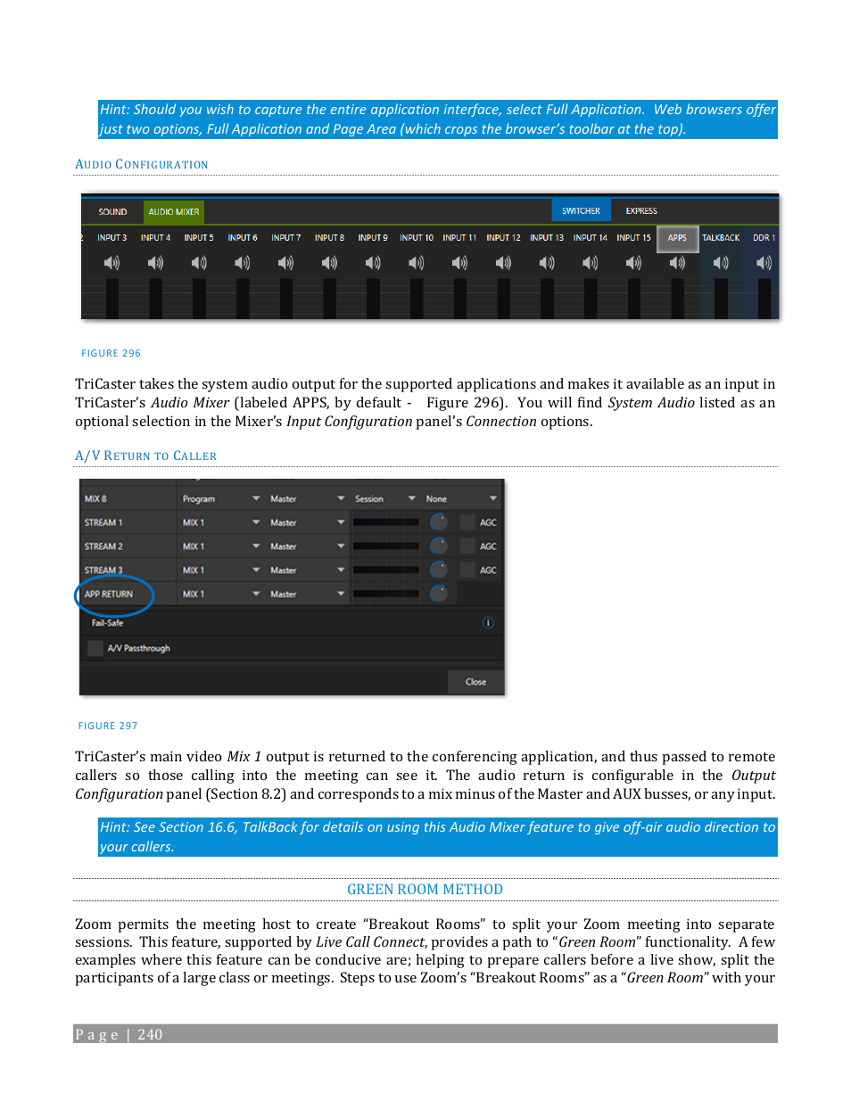 Green room method | NewTek TriCaster 2 Elite (3 RU) User Manual | Page 258 / 318