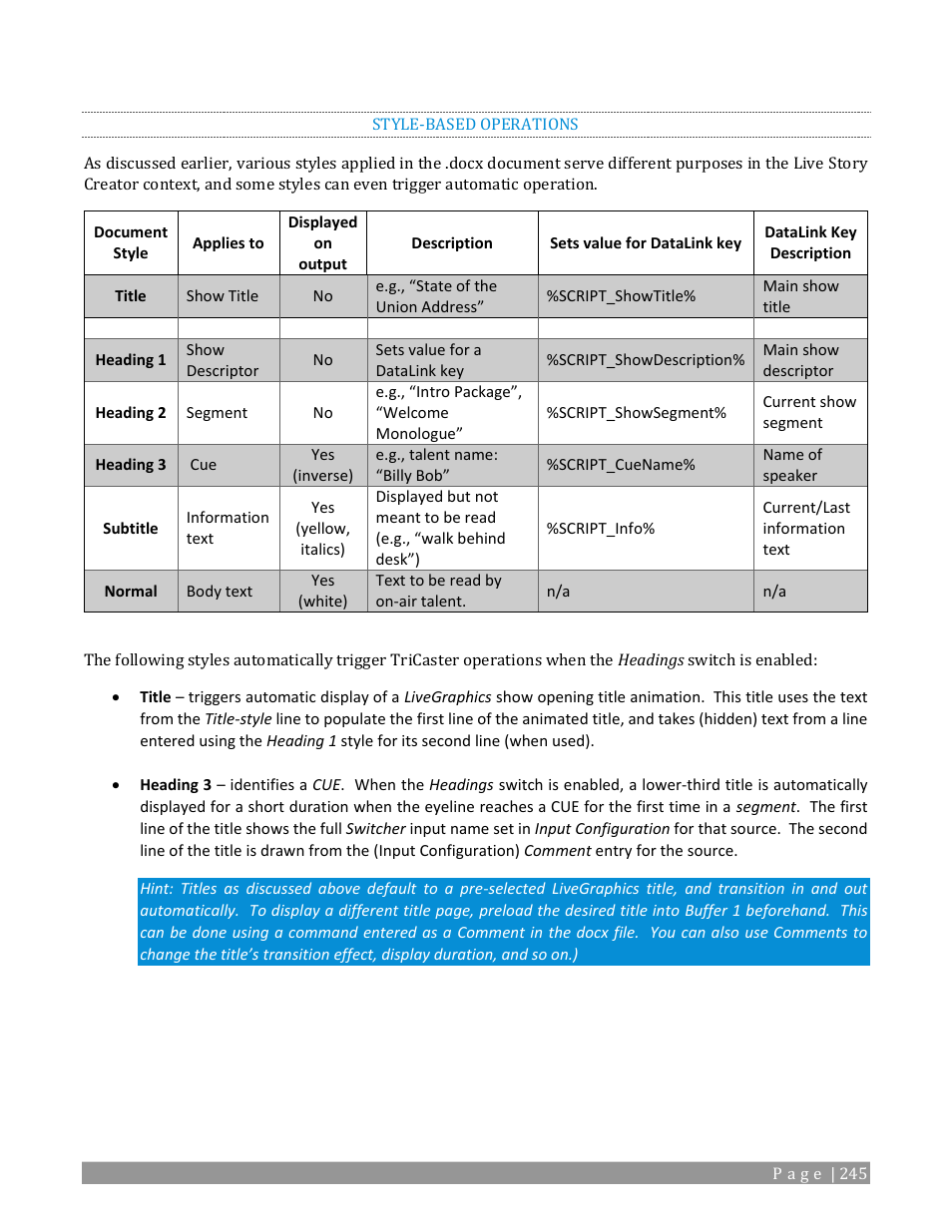 Style-based operations | NewTek TriCaster 2 Elite (3 RU) User Manual | Page 263 / 318