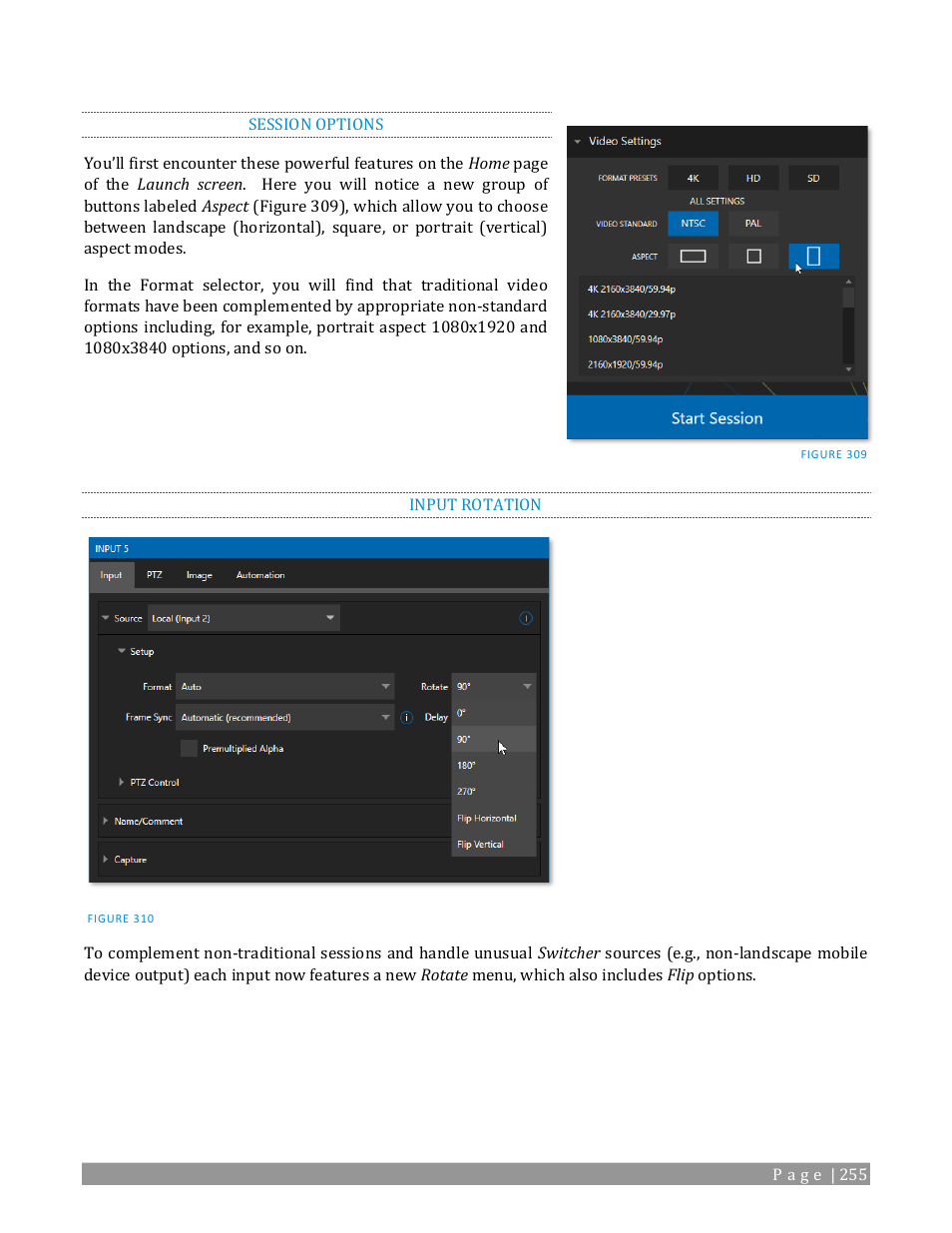 Session options, Input rotation | NewTek TriCaster 2 Elite (3 RU) User Manual | Page 273 / 318