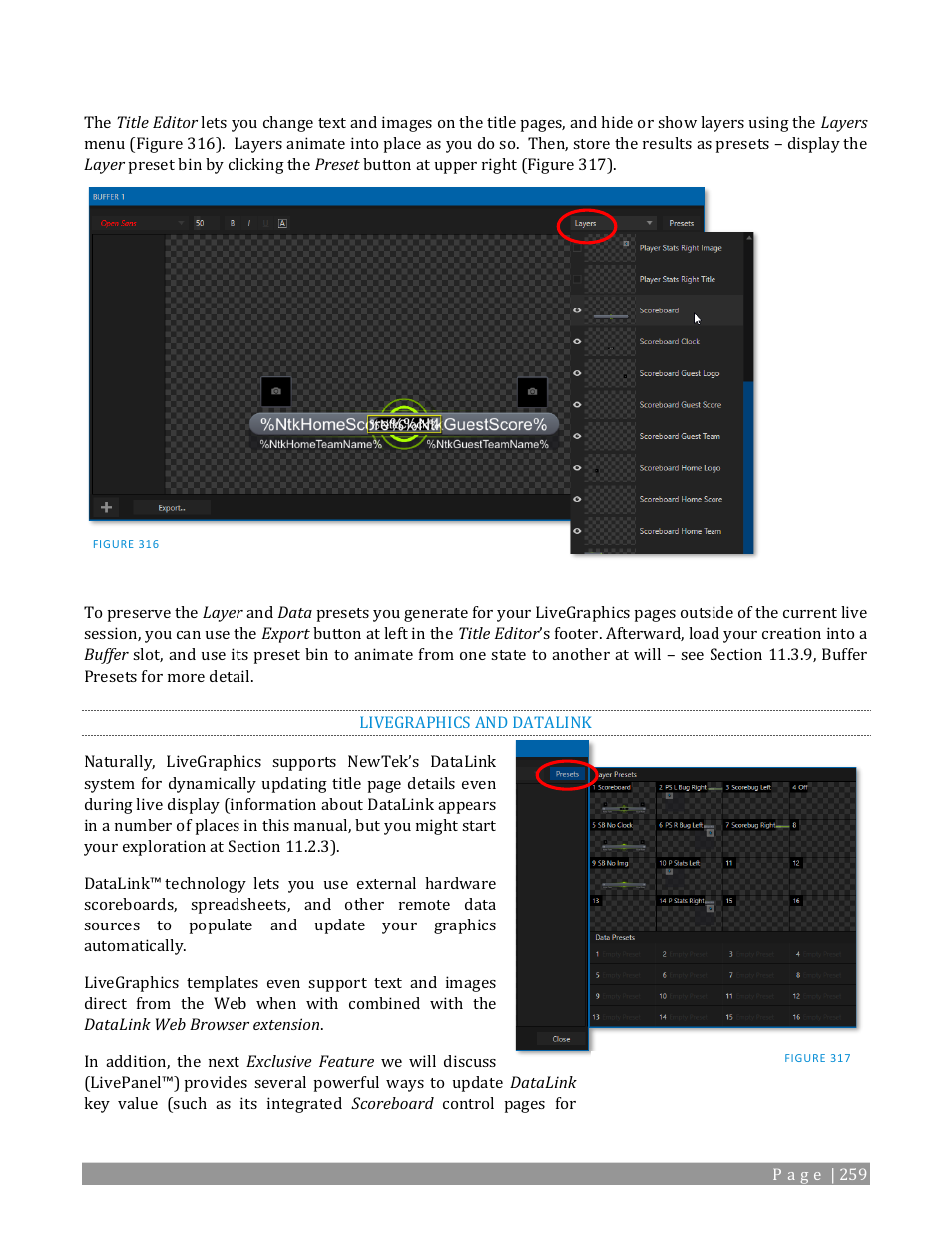 Livegraphics and datalink | NewTek TriCaster 2 Elite (3 RU) User Manual | Page 277 / 318