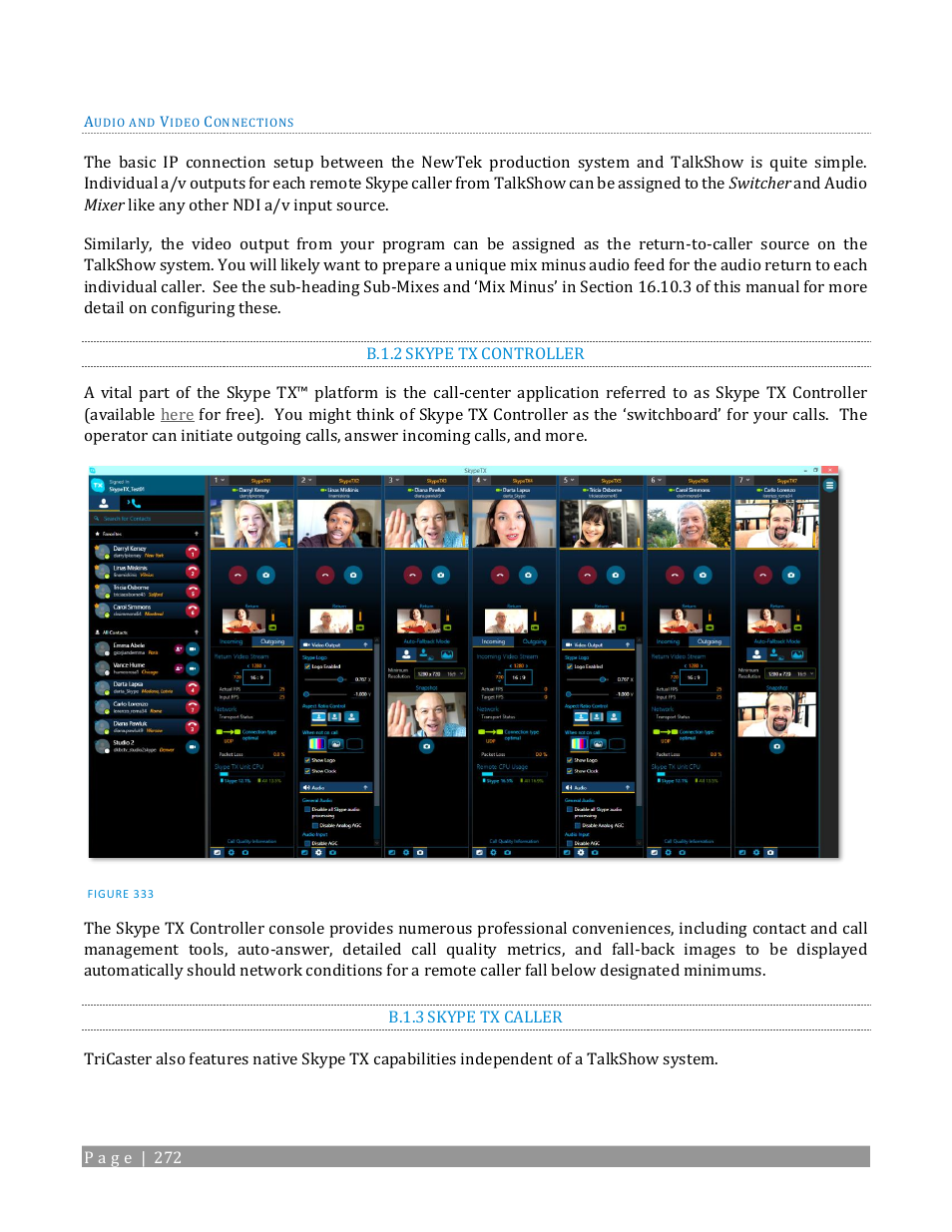 B.1.2, Skype tx controller, B.1.3 | Skype tx caller | NewTek TriCaster 2 Elite (3 RU) User Manual | Page 290 / 318