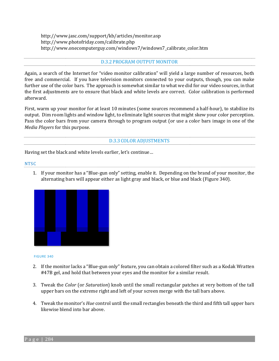 D.3.2, Program output monitor, D.3.3 | Color adjustments | NewTek TriCaster 2 Elite (3 RU) User Manual | Page 302 / 318