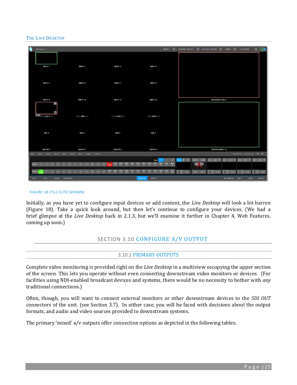 Section 3.10 configure a/v output, 1 primary outputs | NewTek TriCaster 2 Elite (3 RU) User Manual | Page 43 / 318