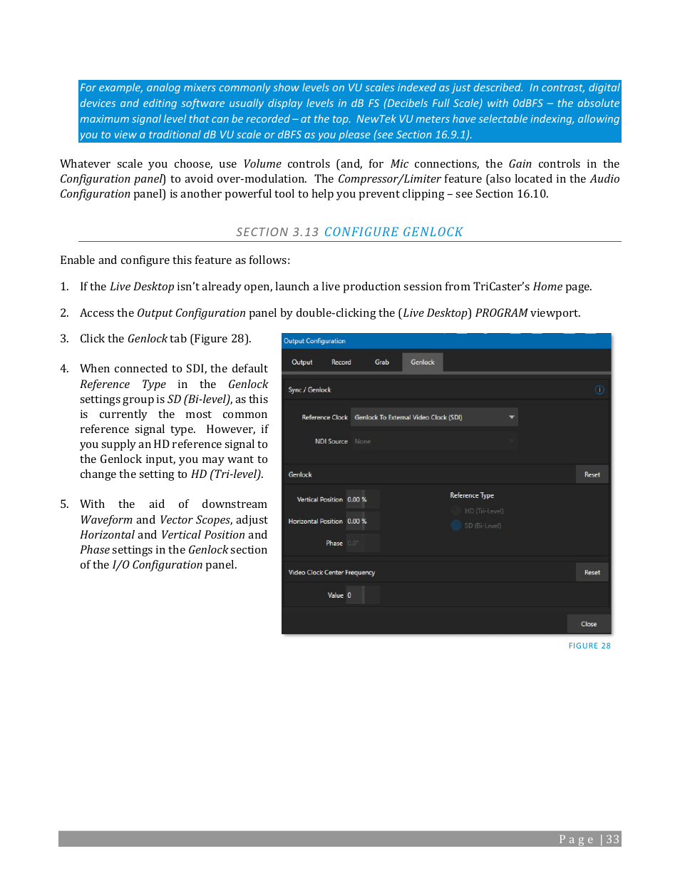 Section 3.13 configure genlock, E section, 13 r | NewTek TriCaster 2 Elite (3 RU) User Manual | Page 51 / 318