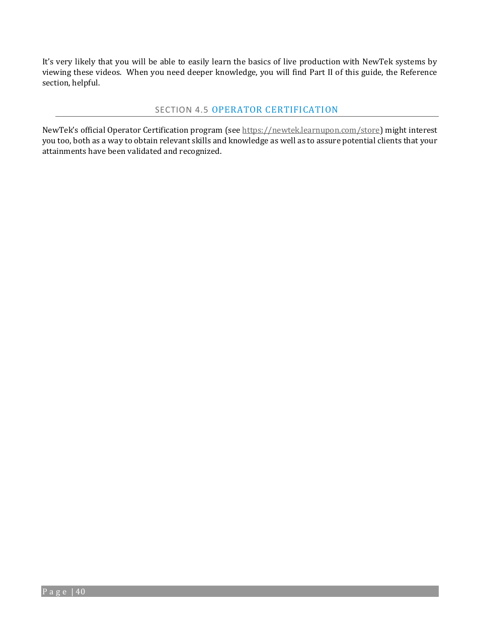 Section 4.5 operator certification | NewTek TriCaster 2 Elite (3 RU) User Manual | Page 58 / 318