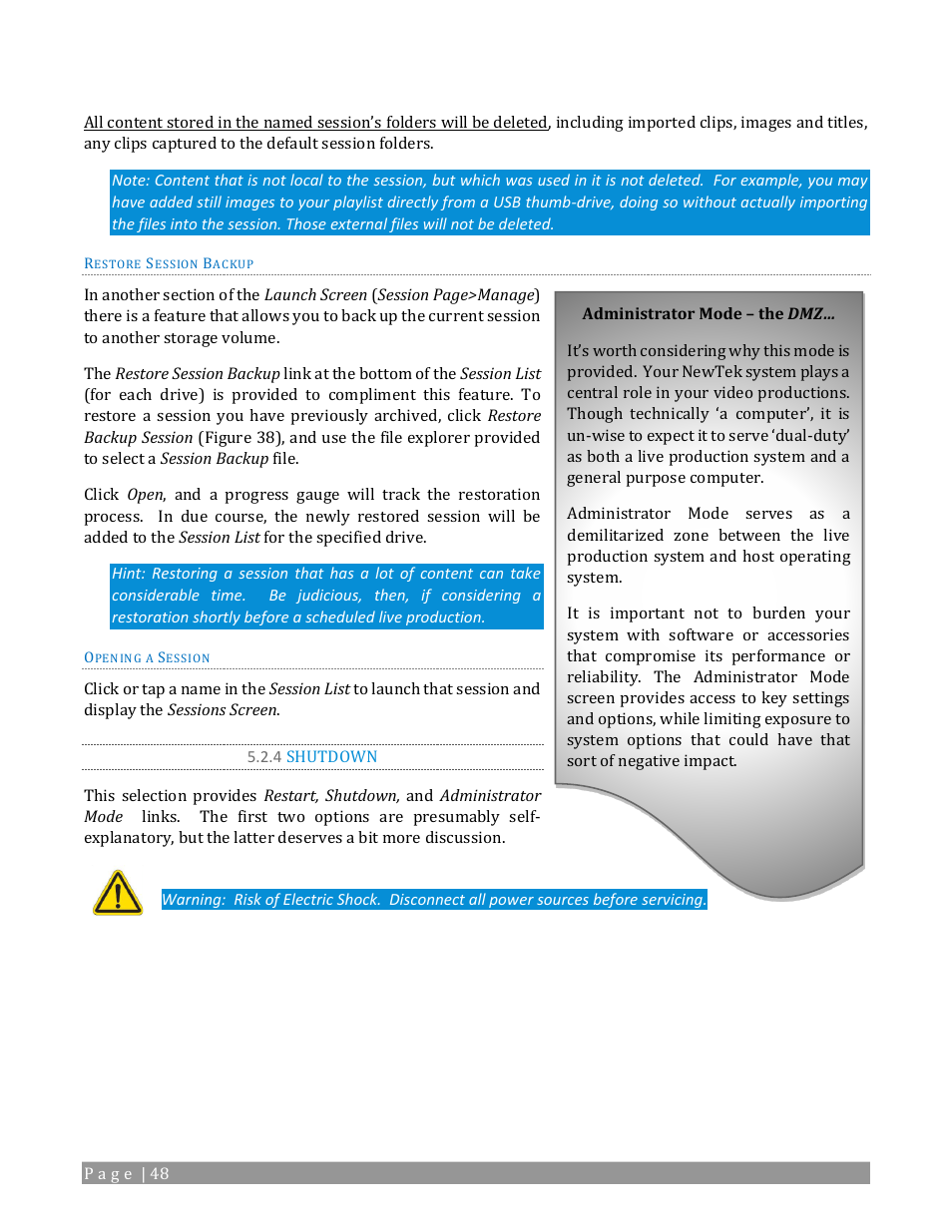 4 shutdown | NewTek TriCaster 2 Elite (3 RU) User Manual | Page 66 / 318