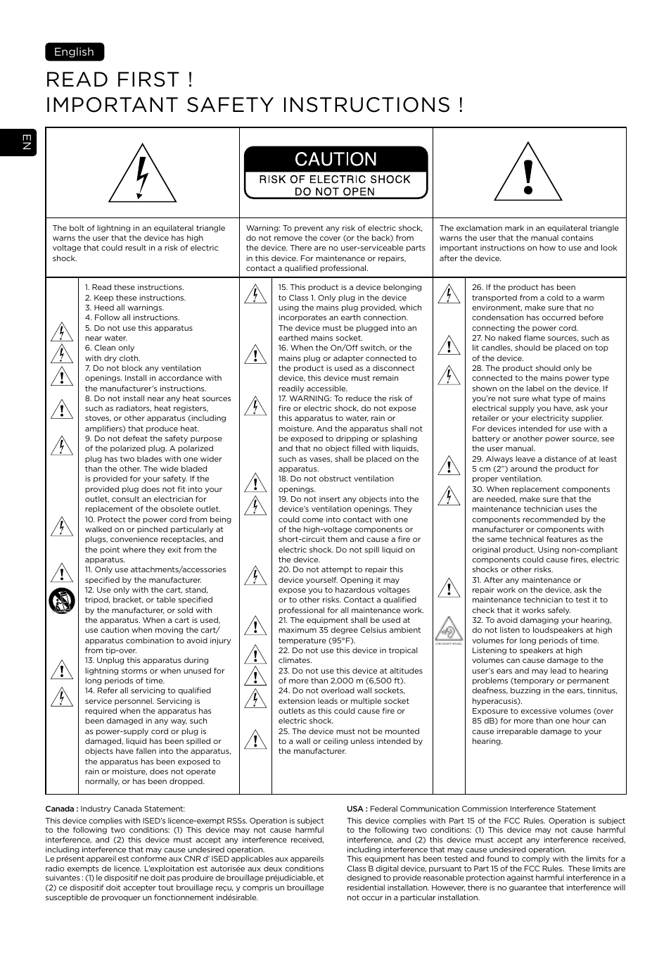 Read first ! important safety instructions | Focal Alpha 65 Evo 6.5" Mixing Monitor User Manual | Page 12 / 144