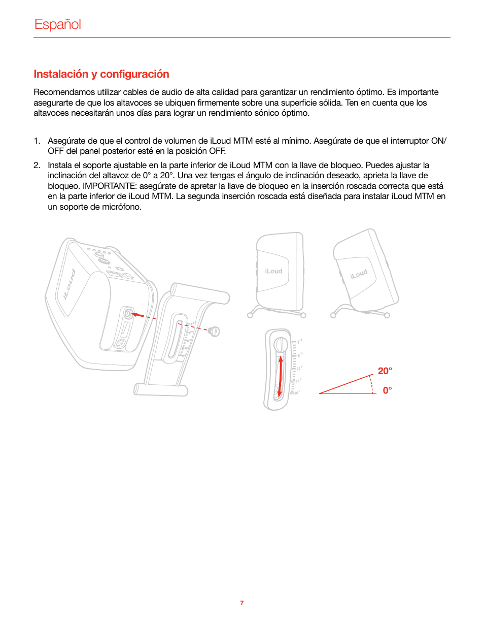 Instalación y configuración, Español | IK Multimedia iLoud MTM Immersive Bundle High Resolution Compact Studio Monitors (11 Speakers, Black) User Manual | Page 82 / 102