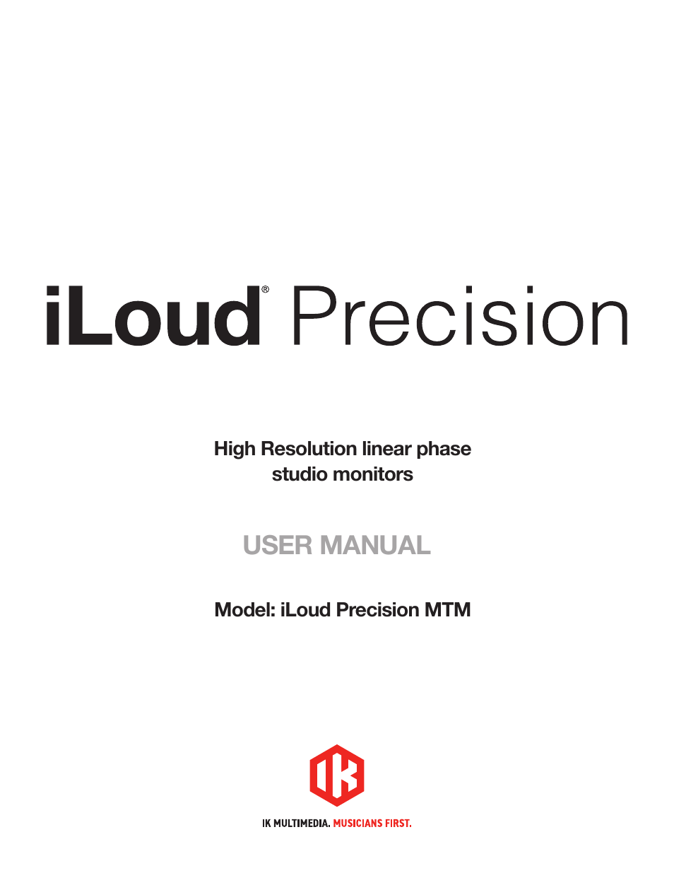 IK Multimedia iLoud Precision MTM Active 2-Way 175W Dual 5" Studio Monitor (White, Single) User Manual | 119 pages