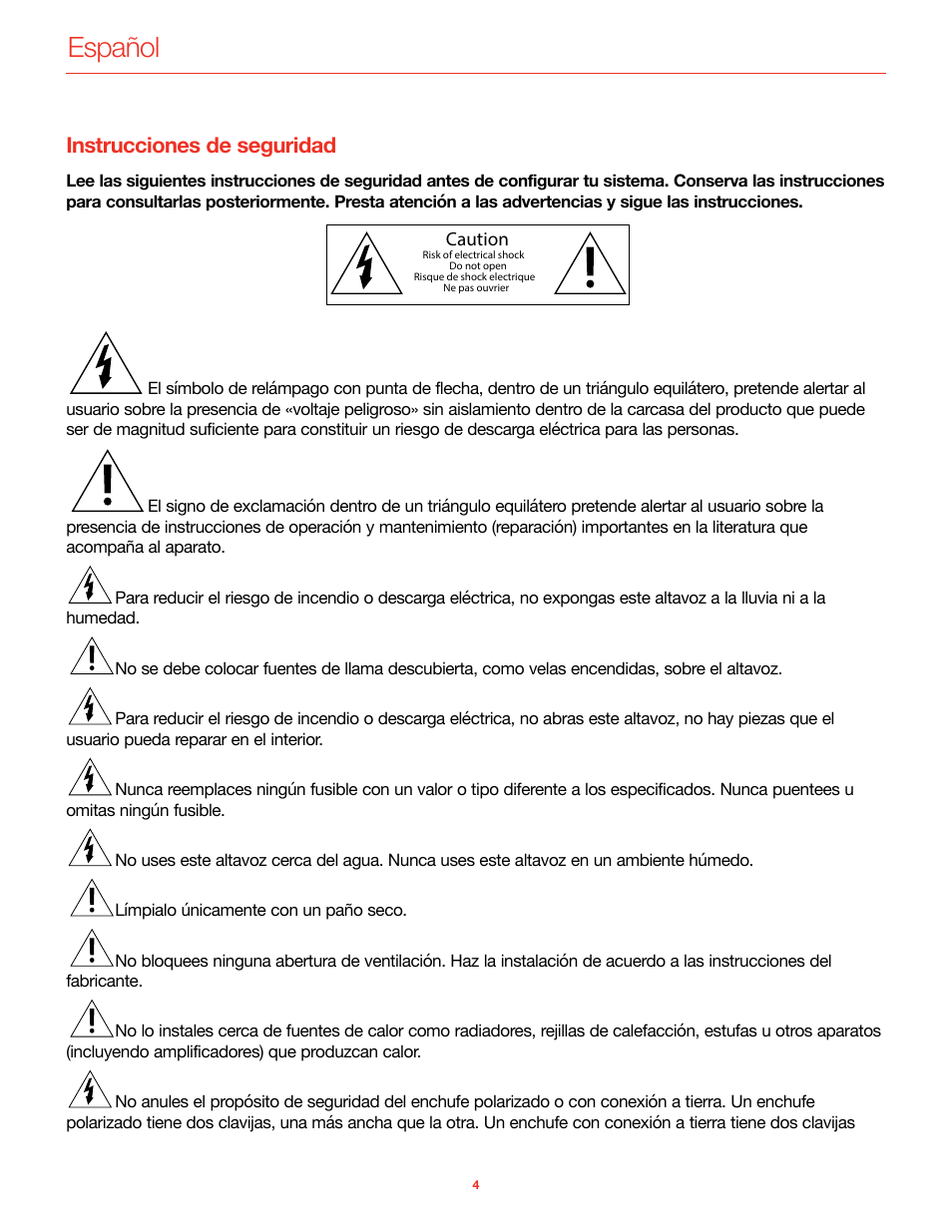 Instrucciones de seguridad, Español | IK Multimedia iLoud Precision MTM Active 2-Way 175W Dual 5" Studio Monitor (White, Single) User Manual | Page 28 / 119