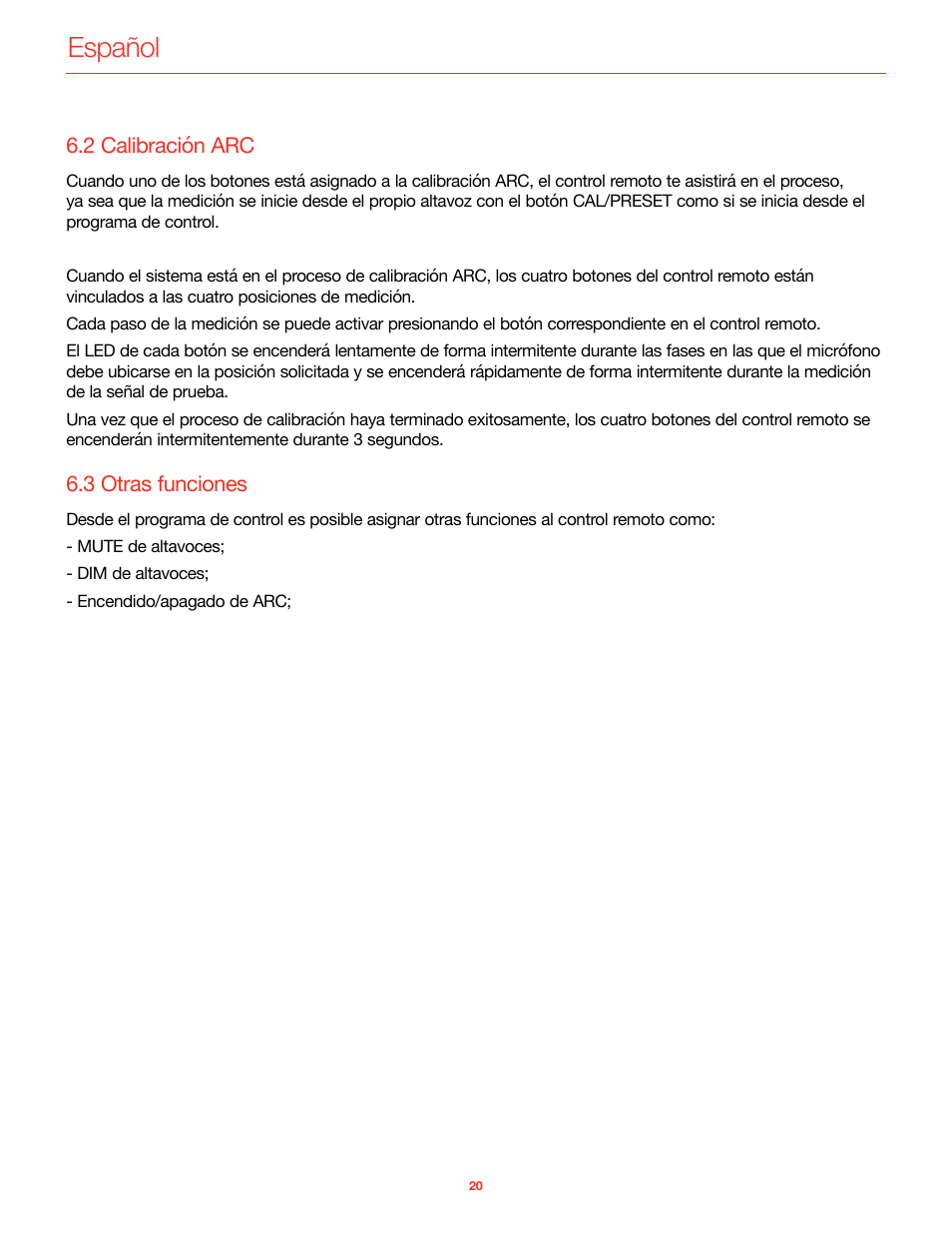 2 calibración arc, 3 otras funciones, Español | IK Multimedia iLoud Precision MTM Active 2-Way 175W Dual 5" Studio Monitor (White, Single) User Manual | Page 44 / 119