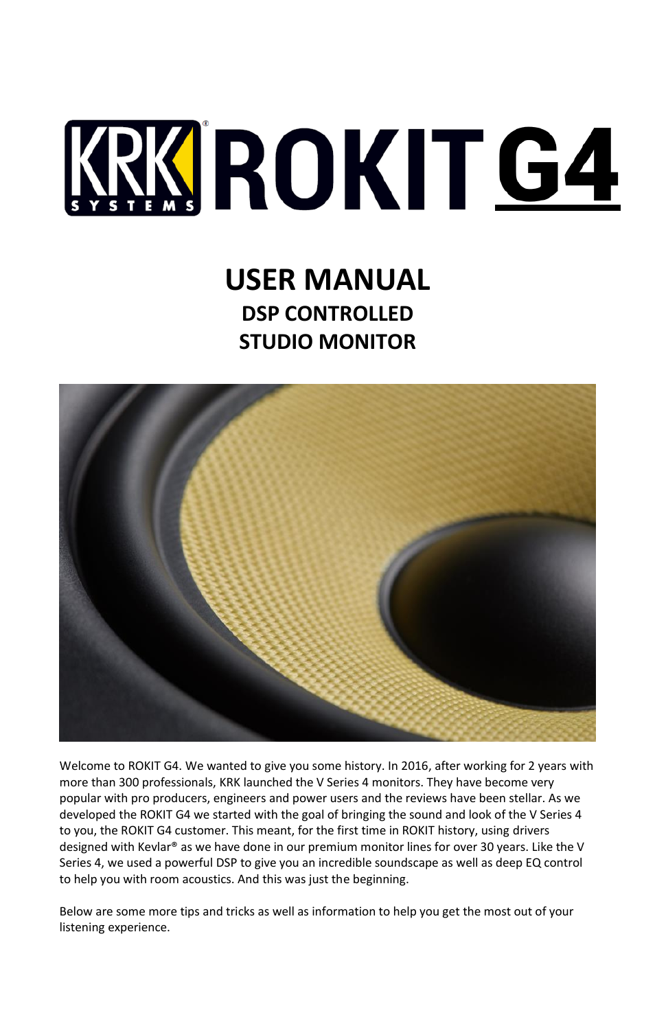 KRK ROKIT 5 G4 White Noise 5" 2-Way Active Studio Monitor (Single, White) User Manual | 37 pages