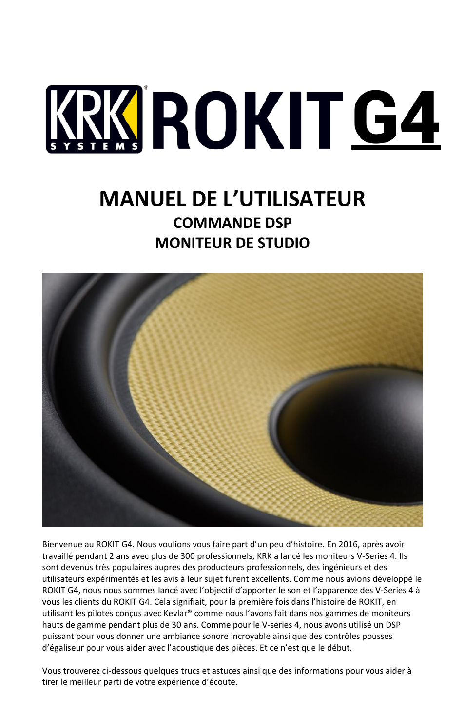 Manuel de l’utilisateur, Commande dsp moniteur de studio | KRK ROKIT 5 G4 White Noise 5" 2-Way Active Studio Monitor (Single, White) User Manual | Page 18 / 37
