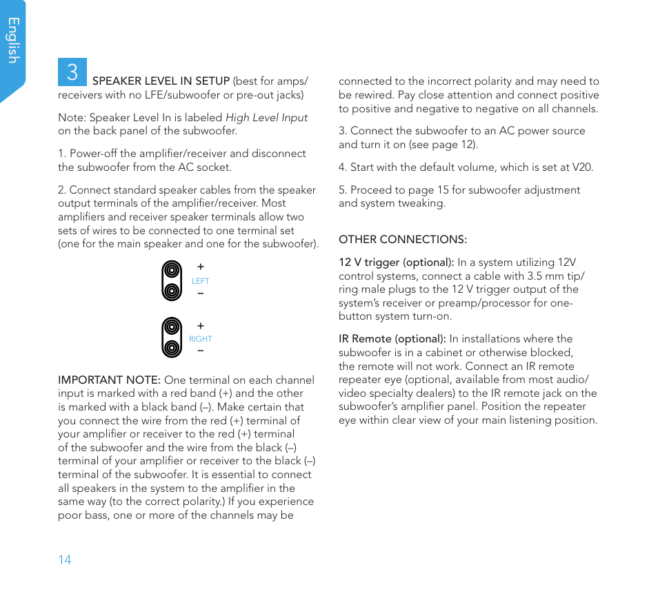 English | Definitive Technology 1x15"Longthrow Woofer and 2-15" Radiators (Black) User Manual | Page 14 / 59