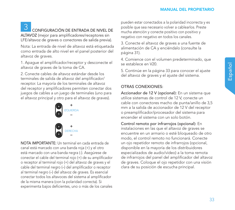 Español | Definitive Technology 1x15"Longthrow Woofer and 2-15" Radiators (Black) User Manual | Page 33 / 59