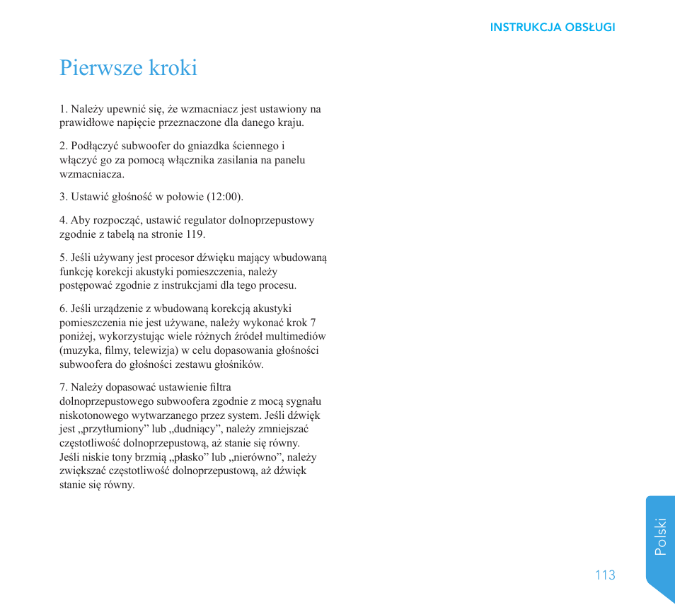 Pierwsze kroki, Polski | Definitive Technology 1x8"Longthrow Woofer and 2-8" Radiators (Black) User Manual | Page 114 / 138