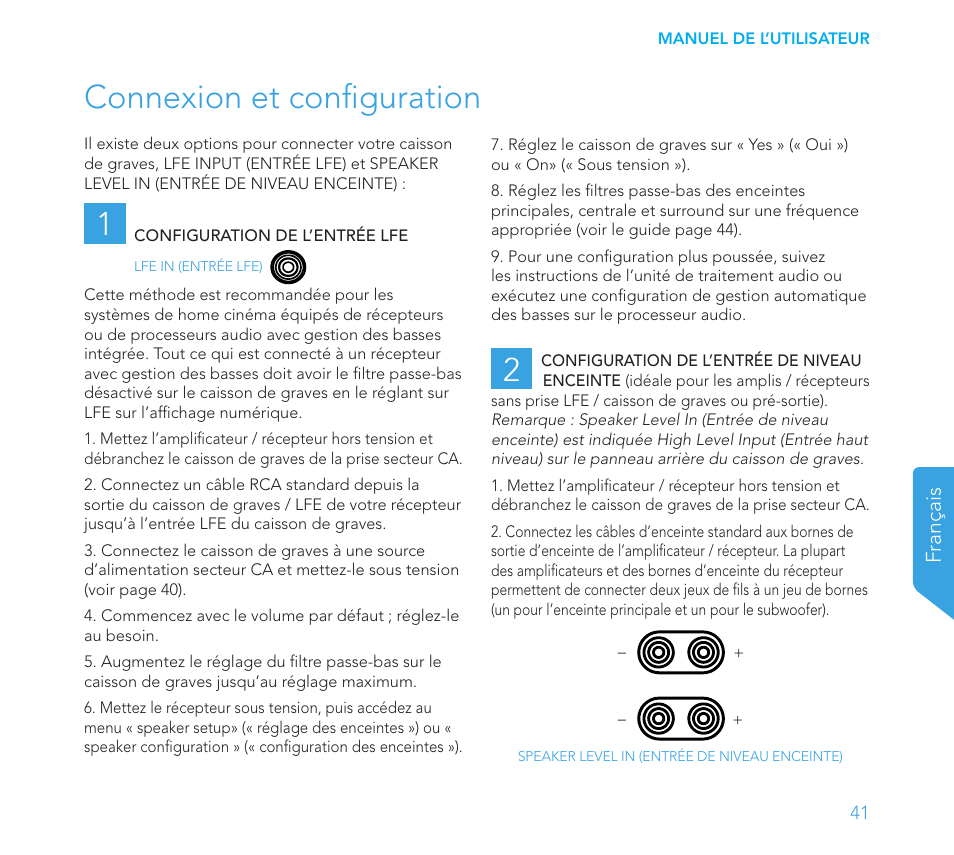 Connexion et configuration 1 | Definitive Technology 1x8"Longthrow Woofer and 2-8" Radiators (Black) User Manual | Page 42 / 138