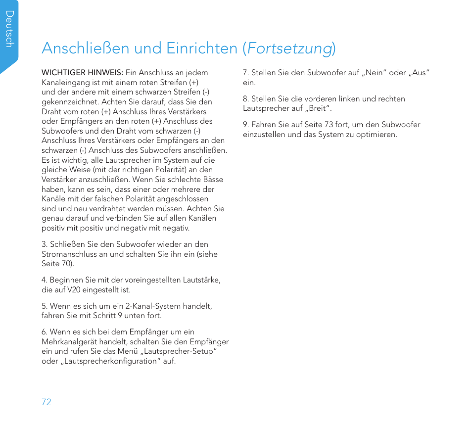 Anschließen und einrichten ( fortsetzung ) | Definitive Technology 1x8"Longthrow Woofer and 2-8" Radiators (Black) User Manual | Page 73 / 138