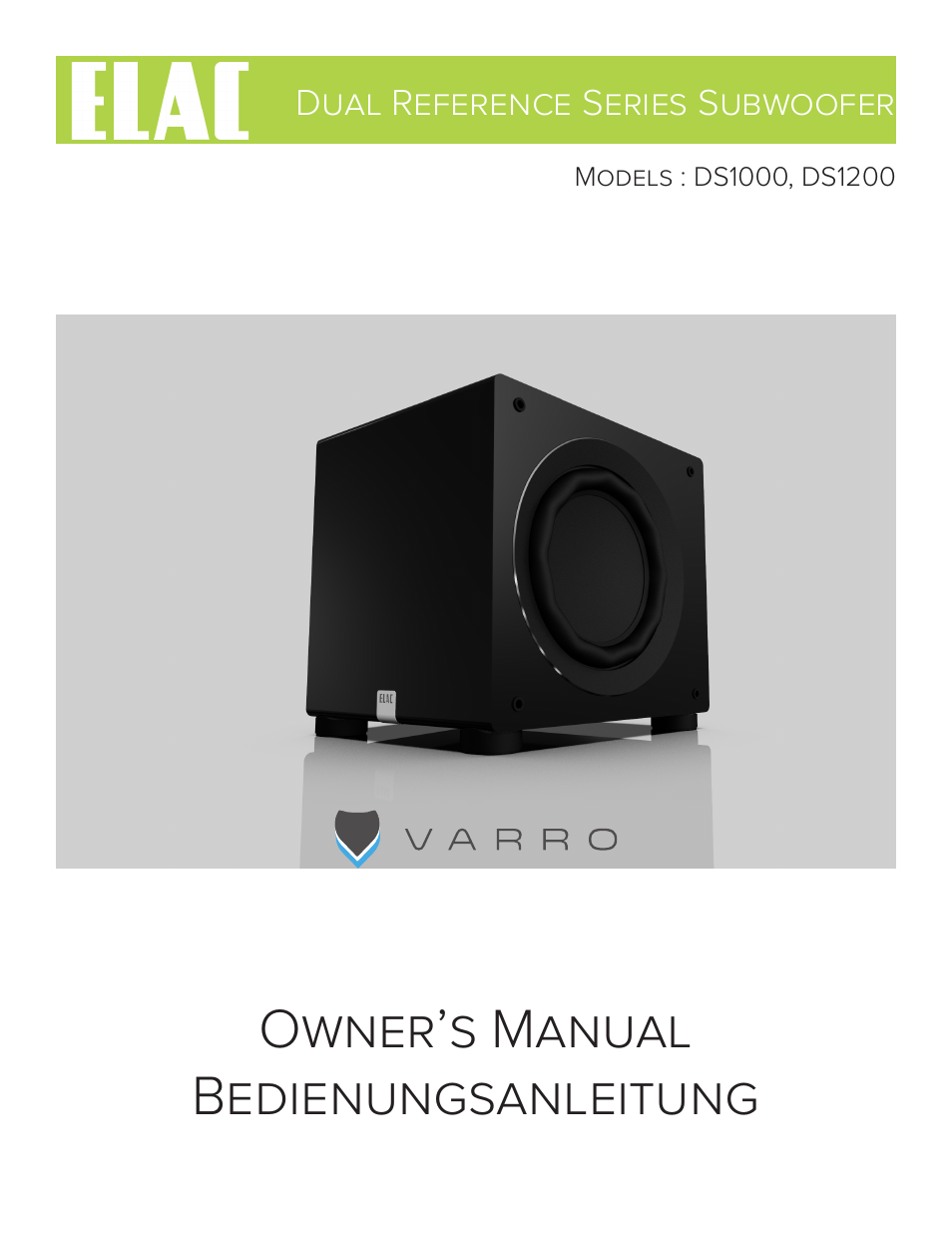 Elac Varro Dual Reference DS1000 10" 2000W Subwoofer (Gloss Black) User Manual | 28 pages
