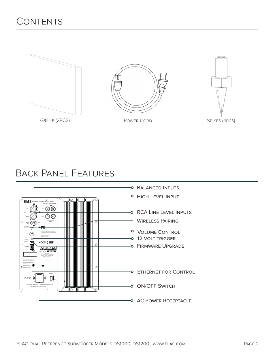 Elac Varro Dual Reference DS1000 10" 2000W Subwoofer (Gloss Black) User Manual | Page 3 / 28