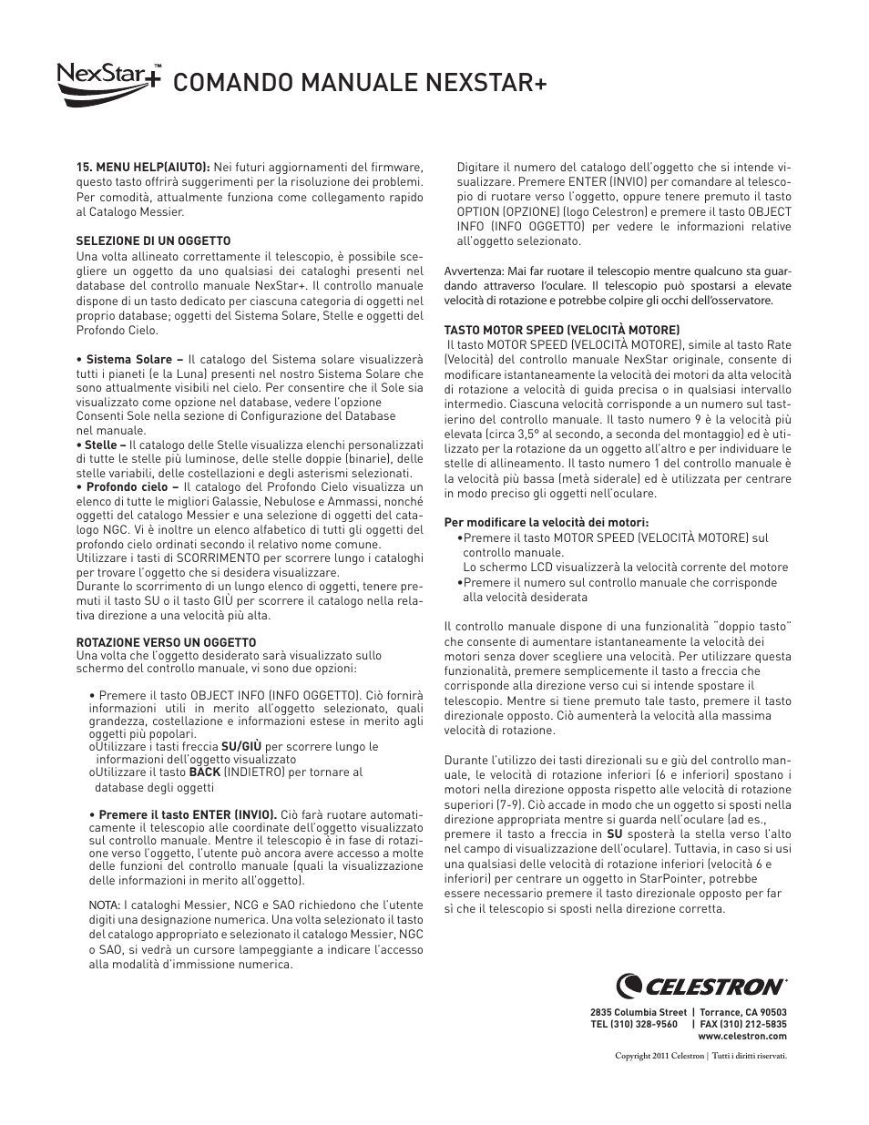 Comando manuale nexstar | Celestron CGX Equatorial 800 HD Telescope User Manual | Page 8 / 10