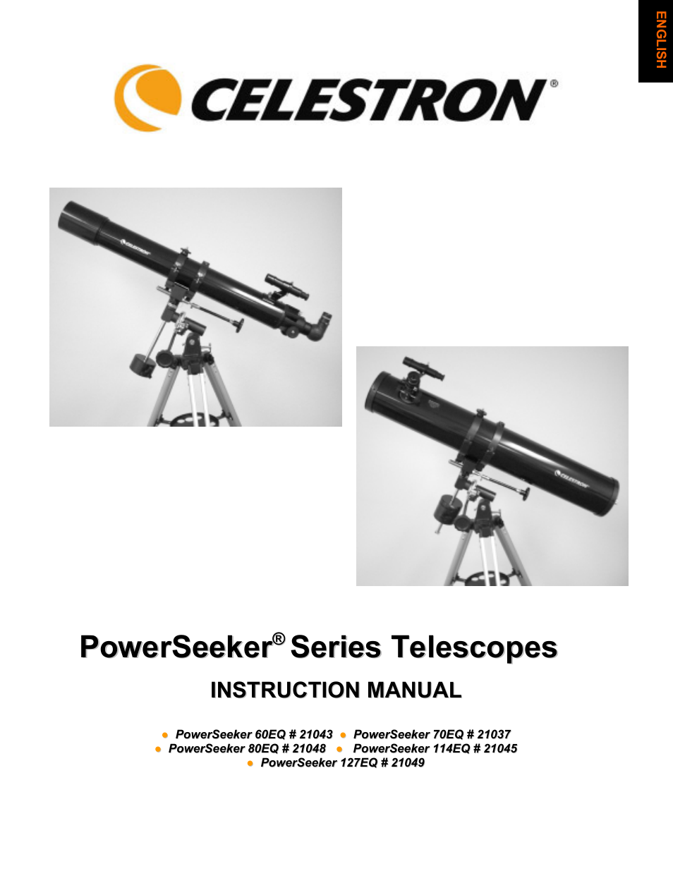 Celestron PowerSeeker 70 70mm f/10 AZ Refractor Telescope User Manual | 151 pages