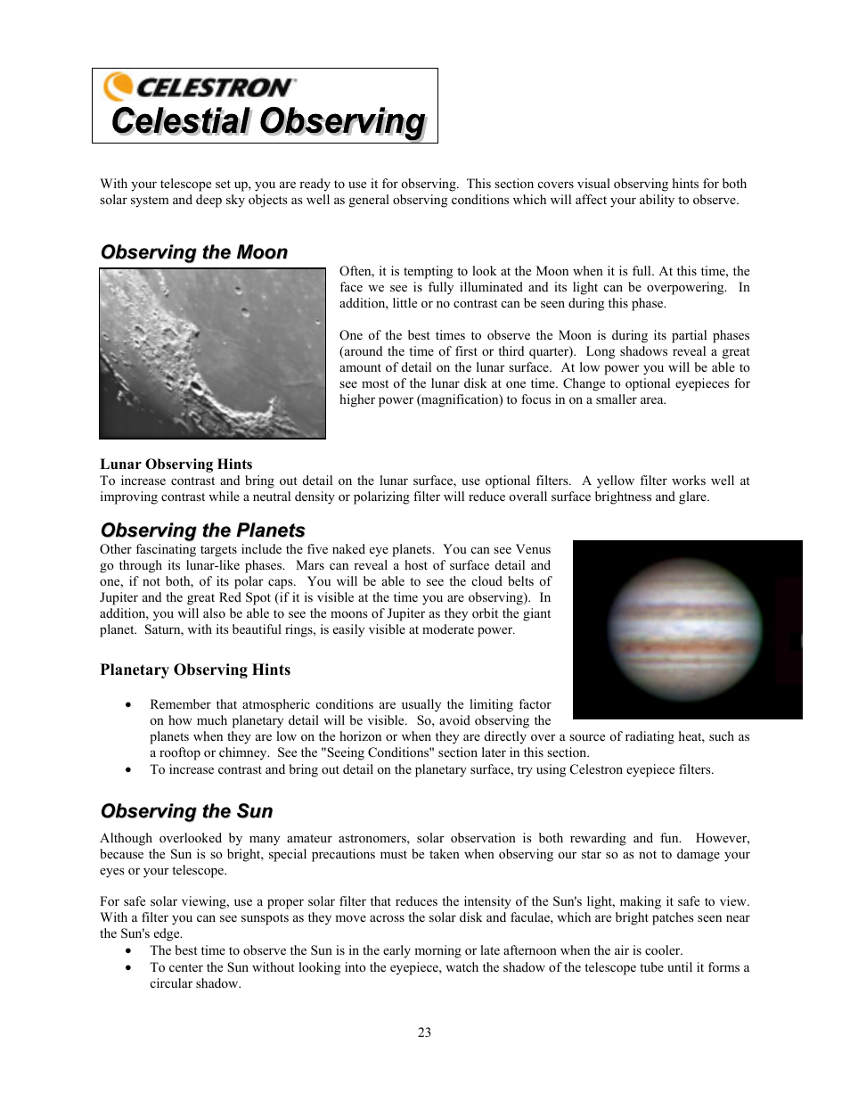 Celestron PowerSeeker 70 70mm f/10 AZ Refractor Telescope User Manual | Page 23 / 151