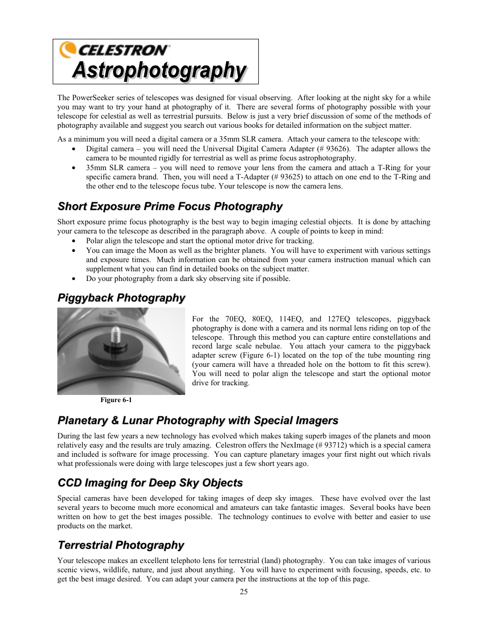 Celestron PowerSeeker 70 70mm f/10 AZ Refractor Telescope User Manual | Page 25 / 151