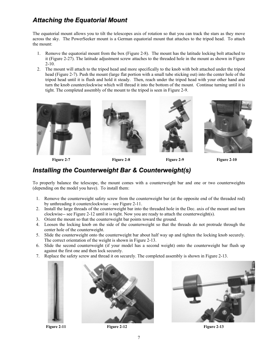 Celestron PowerSeeker 70 70mm f/10 AZ Refractor Telescope User Manual | Page 7 / 151