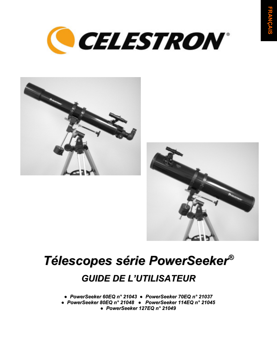 Français | Celestron PowerSeeker 70 70mm f/10 AZ Refractor Telescope User Manual | Page 91 / 151