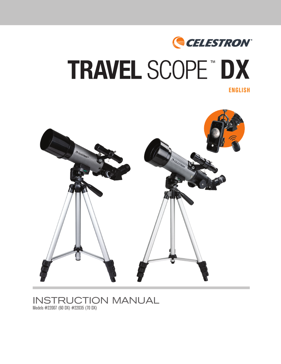 Celestron Travel Scope DX 60mm f/6 AZ Refractor Telescope Digiscoping Kit User Manual | 115 pages