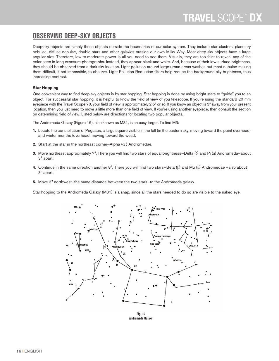 Observing deep-sky objects | Celestron Travel Scope DX 60mm f/6 AZ Refractor Telescope Digiscoping Kit User Manual | Page 16 / 115