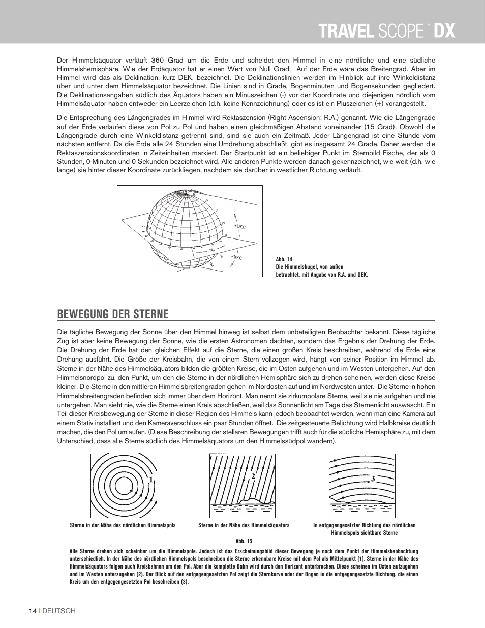 Bewegung der sterne | Celestron Travel Scope DX 60mm f/6 AZ Refractor Telescope Digiscoping Kit User Manual | Page 60 / 115