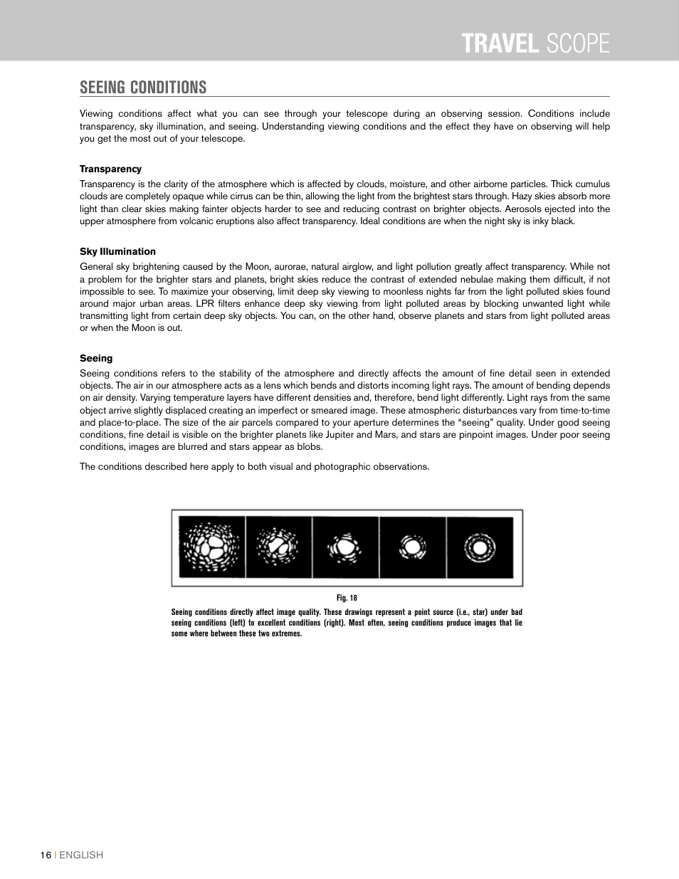 Seeing conditions | Celestron Travel Scope 80mm f/5 AZ Refractor Telescope Kit User Manual | Page 16 / 100