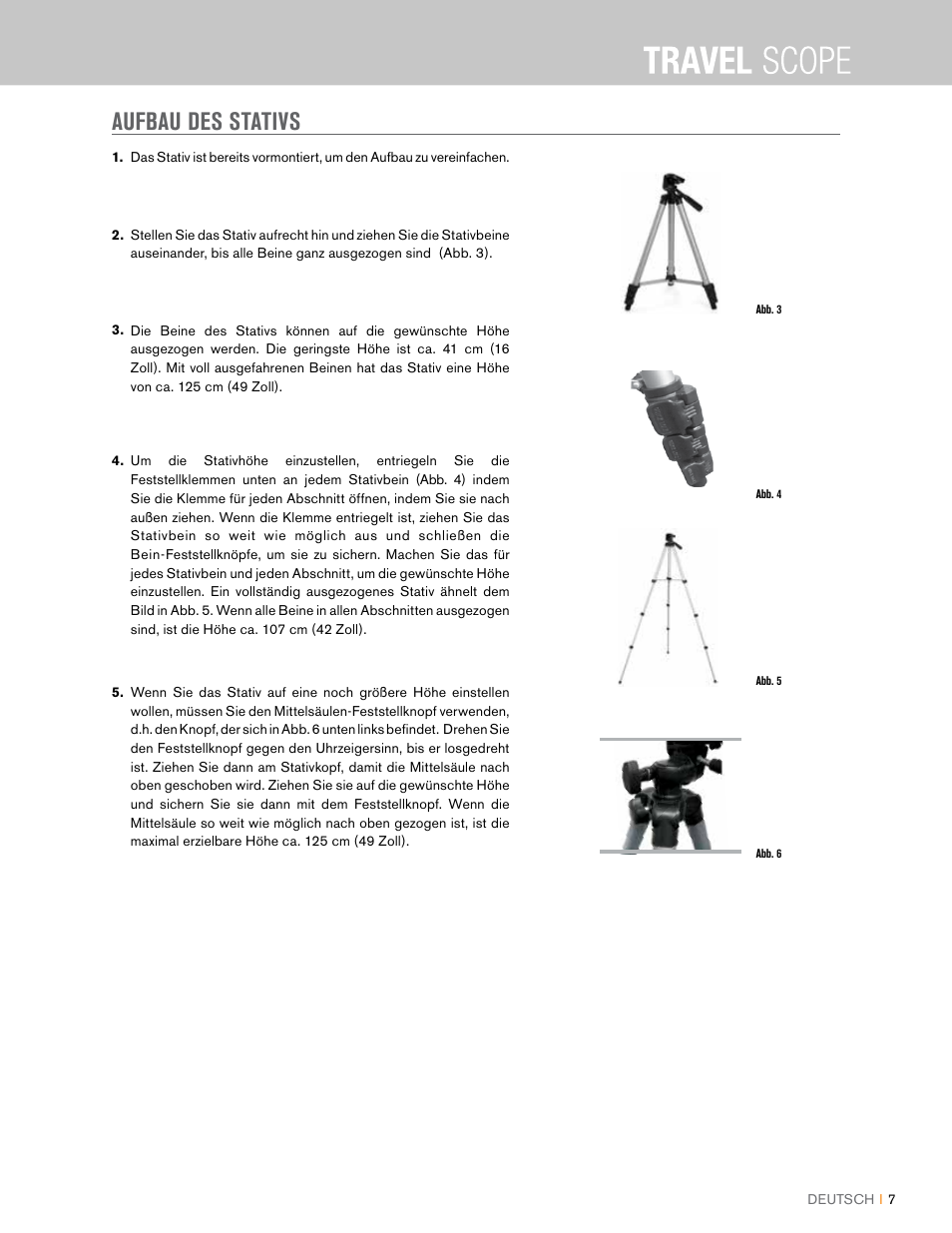 Aufbau des stativs | Celestron Travel Scope 80mm f/5 AZ Refractor Telescope Kit User Manual | Page 47 / 100