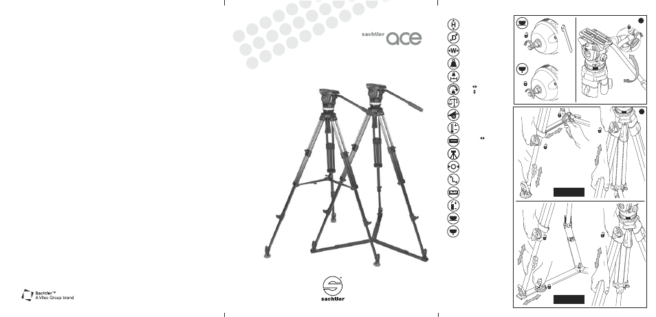 Sachtler System Ace XL MS AL with Fluid Head, Ace 75/2 D Tripod, Mid-Level Spreader & Bag User Manual | 6 pages
