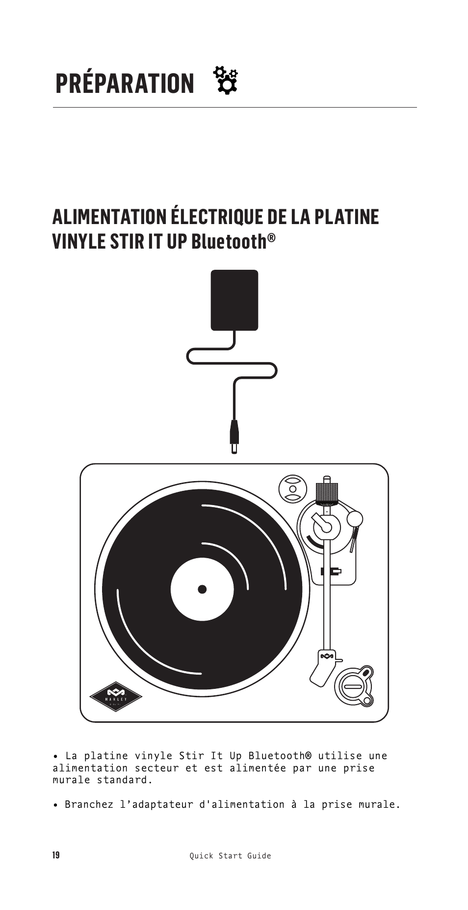 Préparation | House of Marley Stir It Up Semi-Automatic Two-Speed Turntable with Bluetooth & USB User Manual | Page 20 / 91
