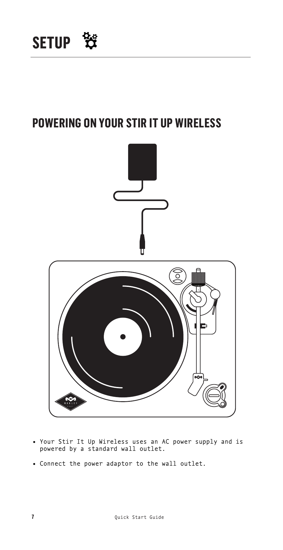Setup, Powering on your stir it up wireless | House of Marley Stir It Up Semi-Automatic Two-Speed Turntable with Bluetooth & USB User Manual | Page 8 / 91