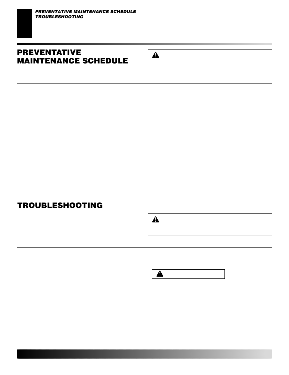 Preventative maintenance schedule, Troubleshooting | Desa GK30 User Manual | Page 8 / 94