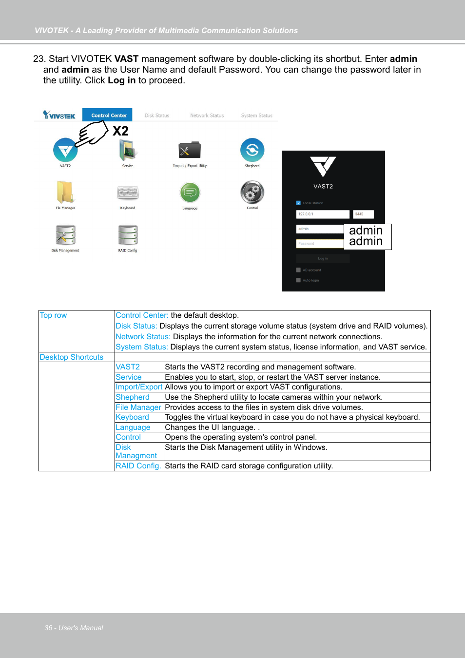 Admin | Vivotek NR9682-v2 64-Channel NVR (No HDD) User Manual | Page 36 / 296