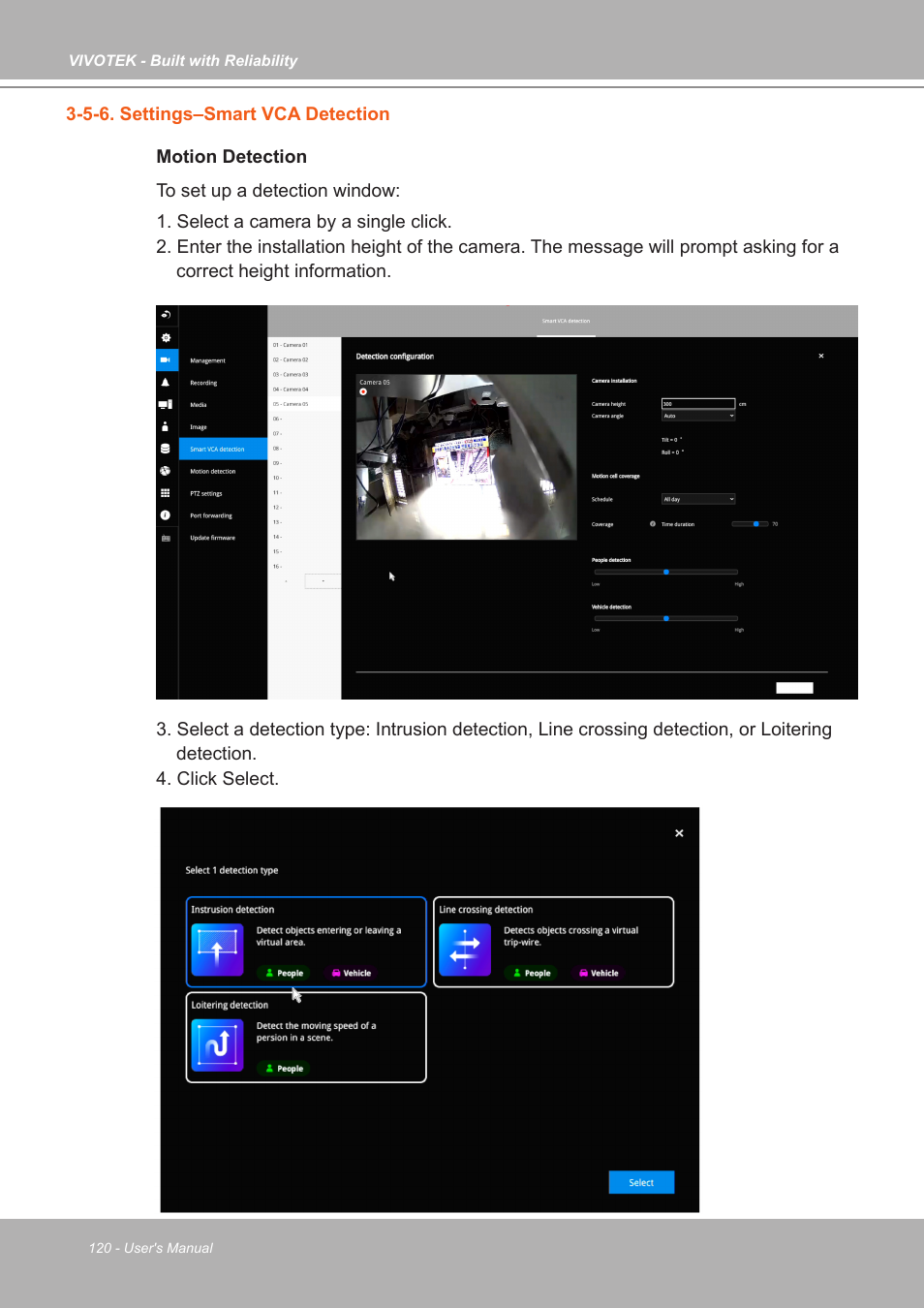 5-6. settings–smart vca detection | Vivotek ND9542P 32-Channel 4K UHD NVR (No HDD) User Manual | Page 120 / 197