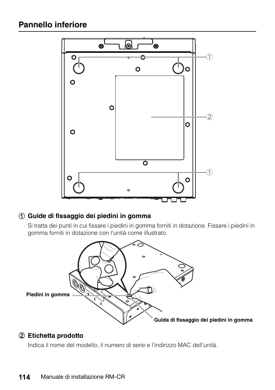 Pannello inferiore | Yamaha RM-CR Remote Conference Processor with Dante User Manual | Page 114 / 208