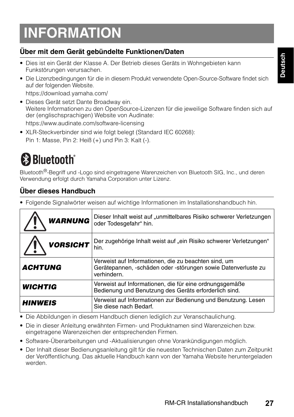 Information | Yamaha RM-CR Remote Conference Processor with Dante User Manual | Page 27 / 208