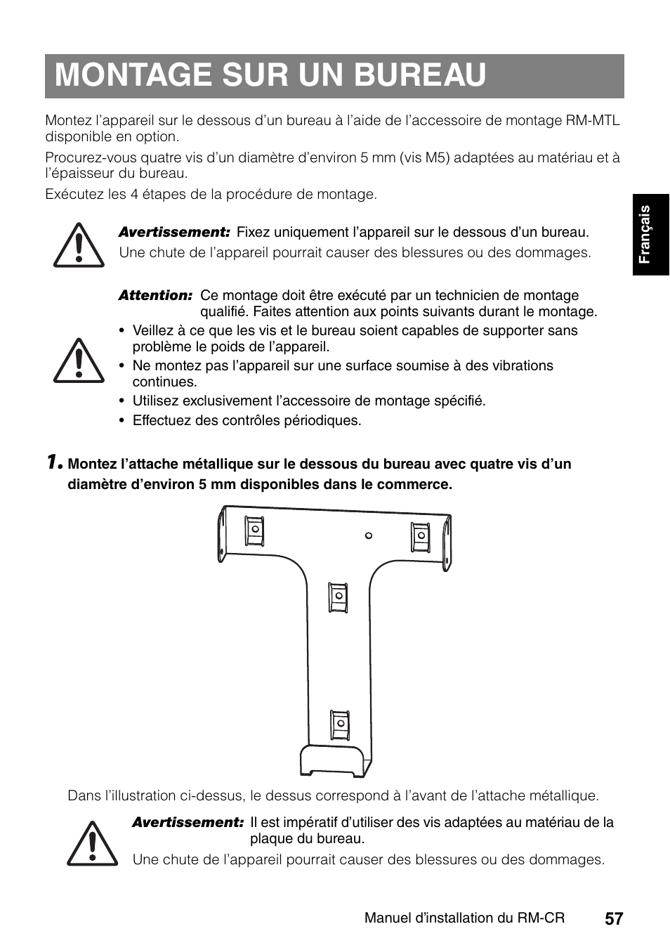 Montage sur un bureau | Yamaha RM-CR Remote Conference Processor with Dante User Manual | Page 57 / 208