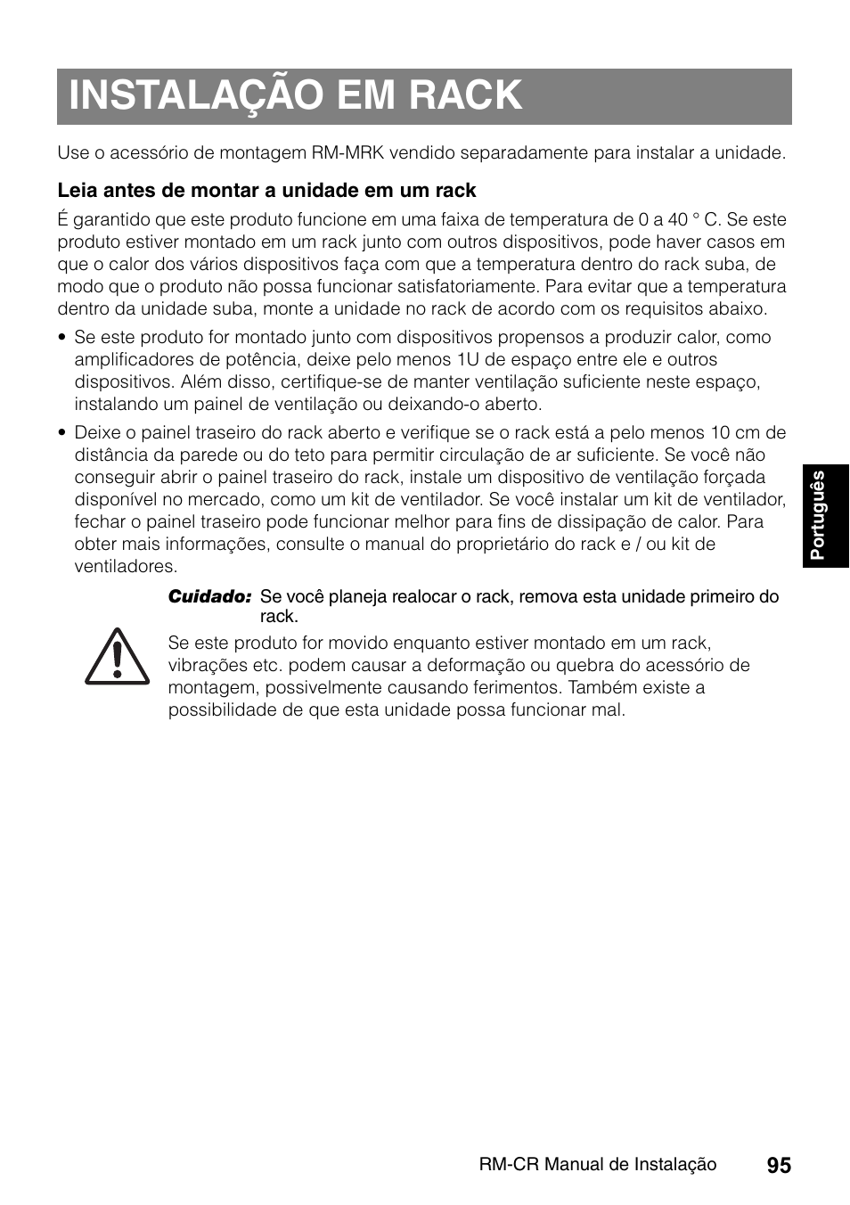 Instalação em rack | Yamaha RM-CR Remote Conference Processor with Dante User Manual | Page 95 / 208