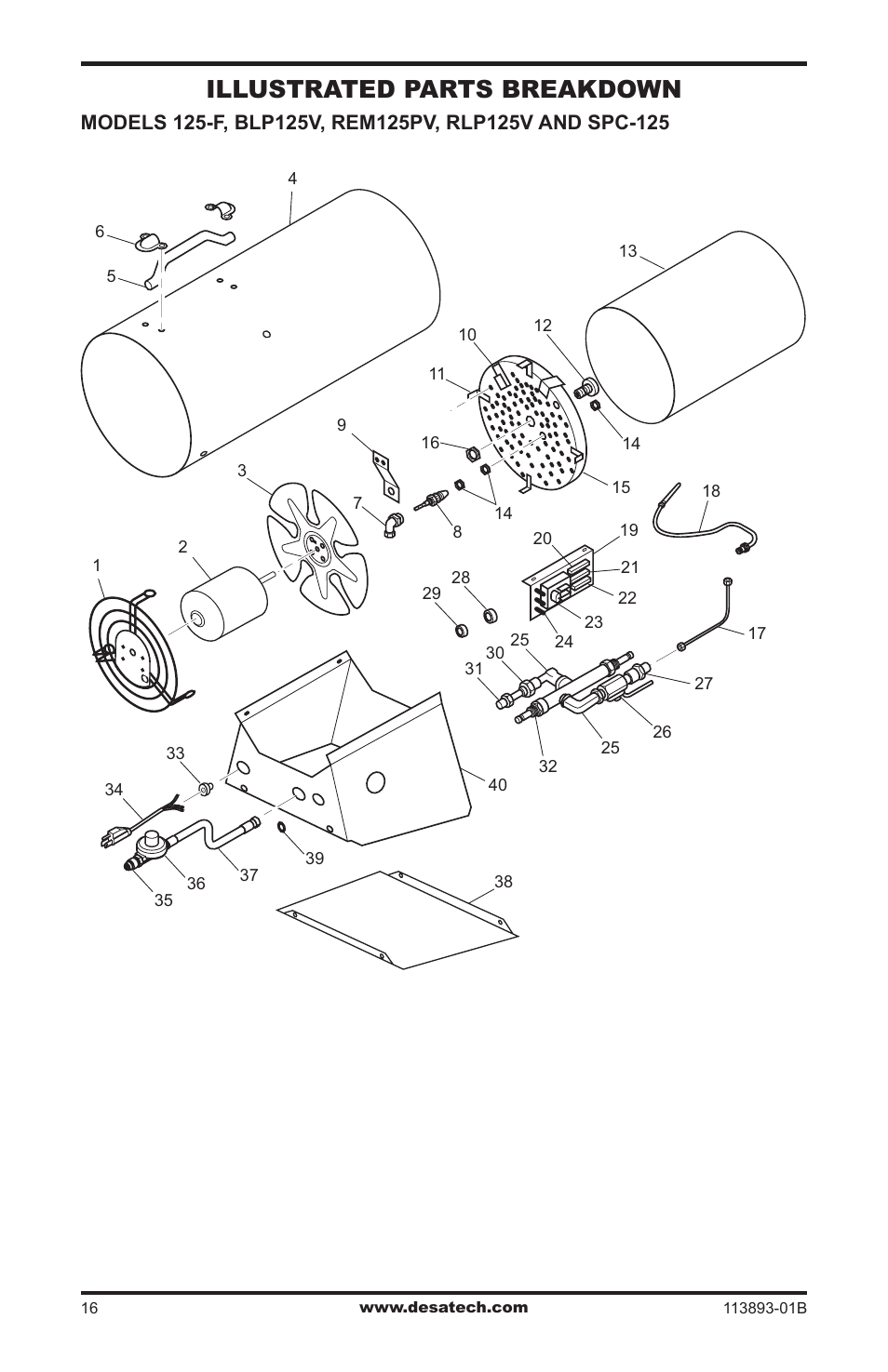 Illustrated parts breakdown | Desa Air Conditioner User Manual | Page 16 / 18