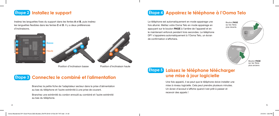 Appairrez le téléphone à l’ooma telo, Étape 2 étape 3 étape 4, Étape 5 | ooma Telo VoIP Phone System with DP1-T Wireless Desk Phone (Black) User Manual | Page 11 / 16