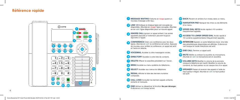 Référence rapide | ooma Telo VoIP Phone System with DP1-T Wireless Desk Phone (Black) User Manual | Page 12 / 16