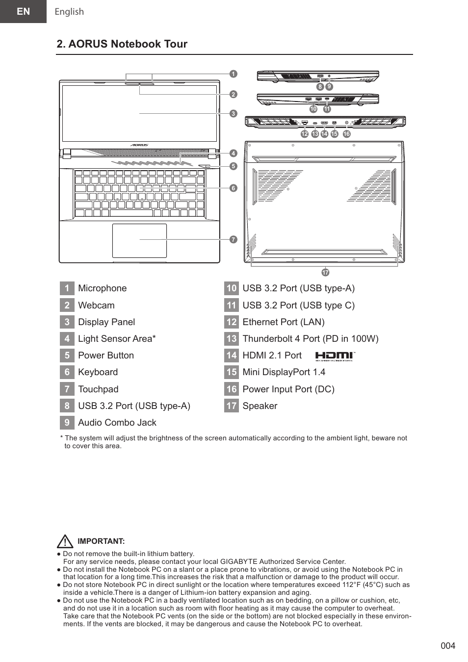 GIGABYTE 15.6" AORUS 15 Gaming Notebook (Black) User Manual | Page 4 / 154